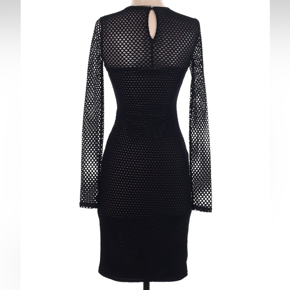 BCBGMaxAzria Jaylynn Mesh Bondage Goth Cocktail Dress XXS Bodycon Black & Nude - Picture 8 of 11